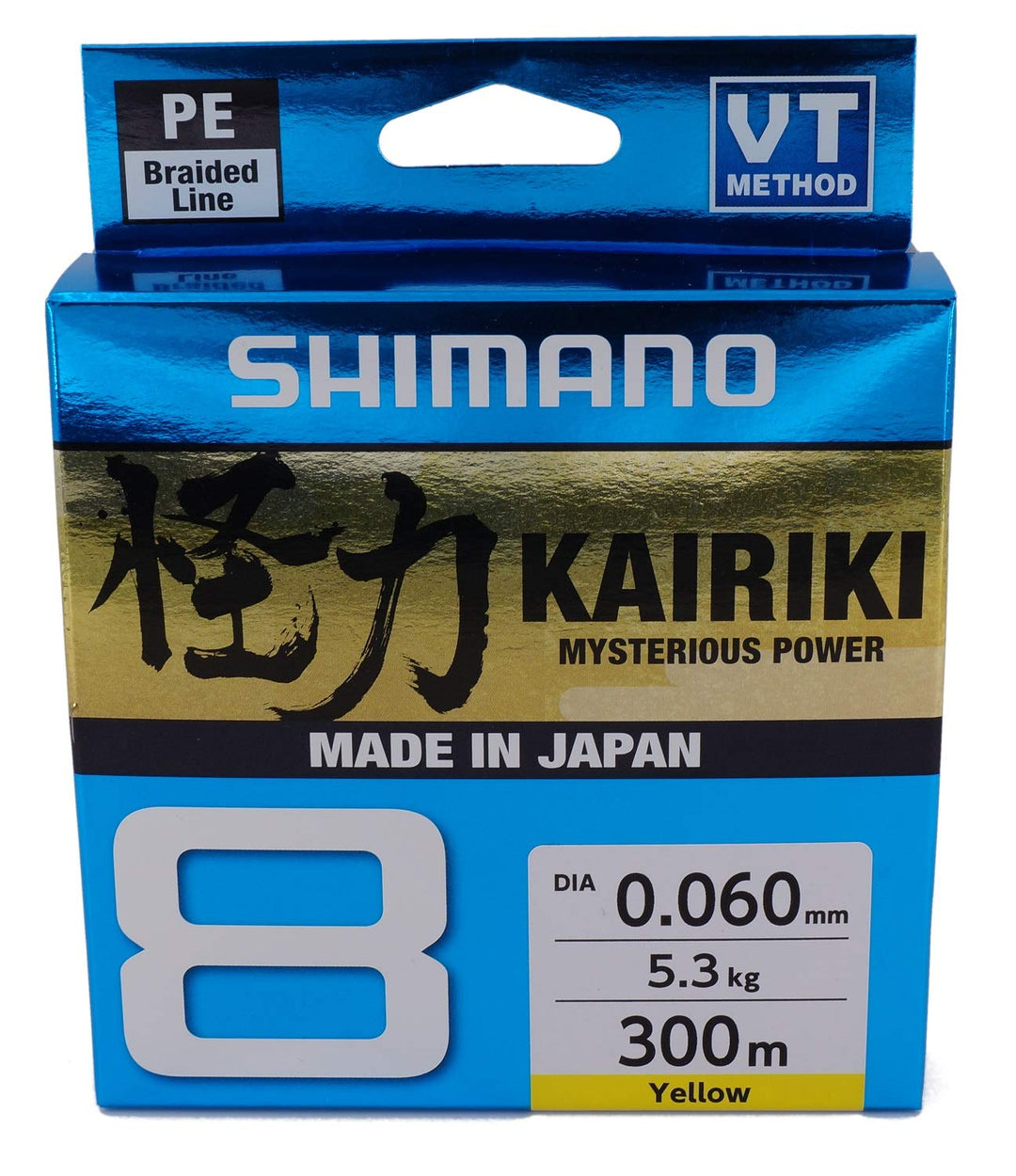 Shimano Kairiki 8, 300 Meter, Gelb, geflochtene Angelschnur, 59WPLA68R3 0.10mm / 6.5kg, 300m, 0.10mm