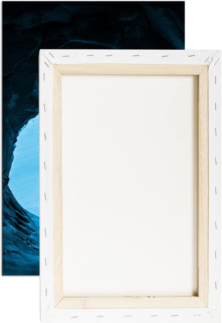 Felsen in der Wüste Format 80x60 Effekt: Monocrome Blau als Leinwandbild, Motiv fertig gerahmt auf E