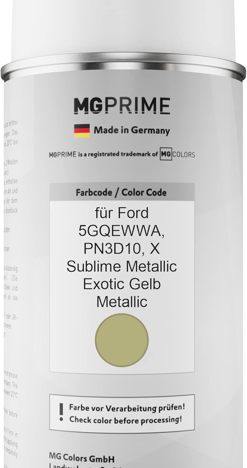MG PRIME Autolack Sprühdosen Set für Ford 5GQEWWA / PN3D10 / X Sublime Metallic/Exotic Gelb Metallic