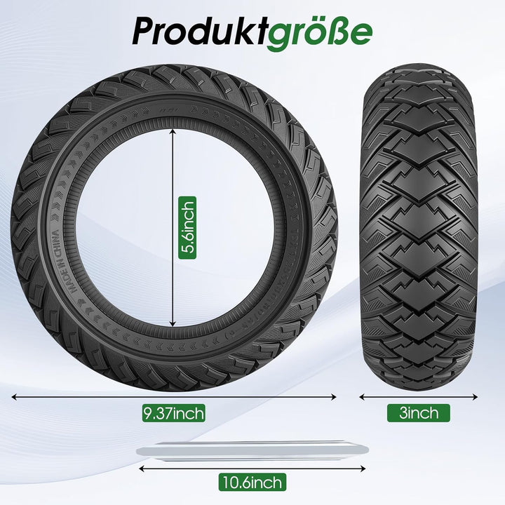 COASTA 80/65-6 Solide Reifen,10x3.0 Zoll Off Road E Scooter Reifen, 255 x 80 Reifen Vollgummi für Ku