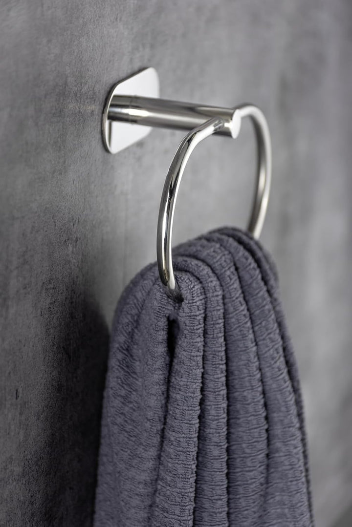 WENKO Turbo-Loc Handtuchring Orea Shine, Befestigen ohne Bohren, flexibel nach Oben und unten bewegl