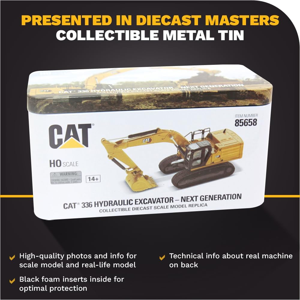Diecast Masters 85658 - Caterpillar Kettenbagger 336 Next Gen, detailgetreues H0 CAT Baufahrzeug in