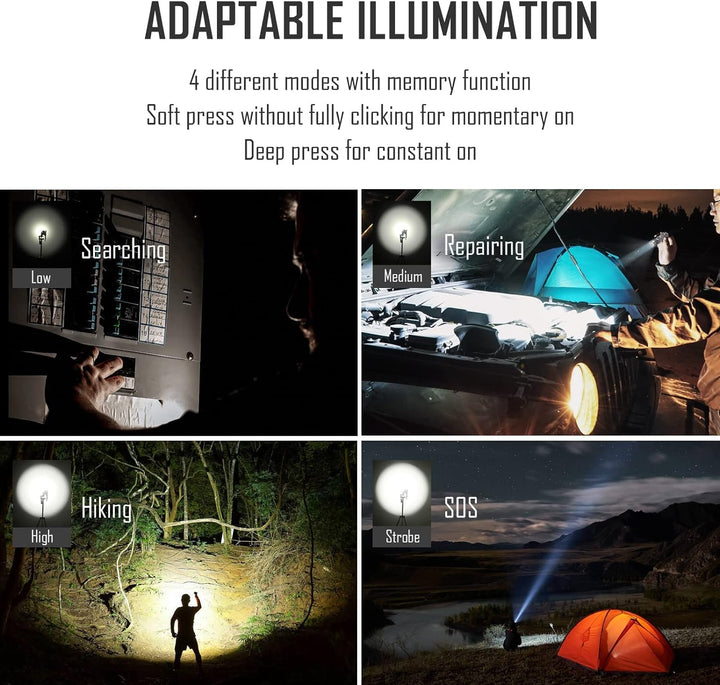 KeyUnity KF01 LED-Taschenlampe in Handgrösse mit Taschenclip, kompakte EDC Taschenlampe mit wiederau