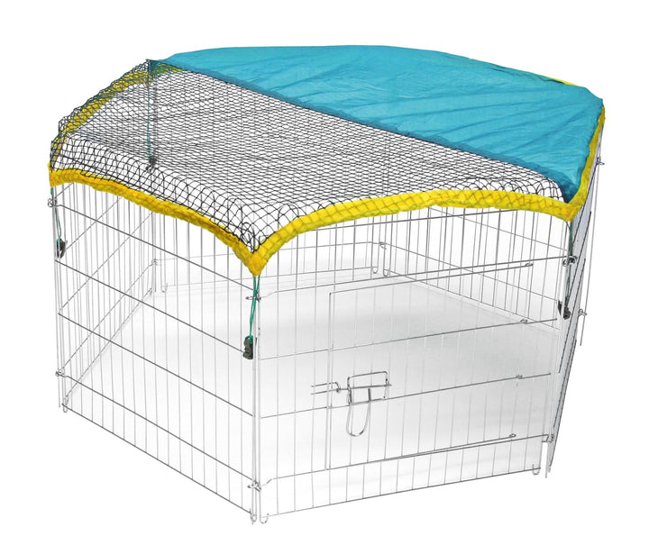 Kerbl Pet Freigehege, verzinkt, 6 Gitter 56,5x56,5 cm, mit Tür und Netz, mit Tür und Netz