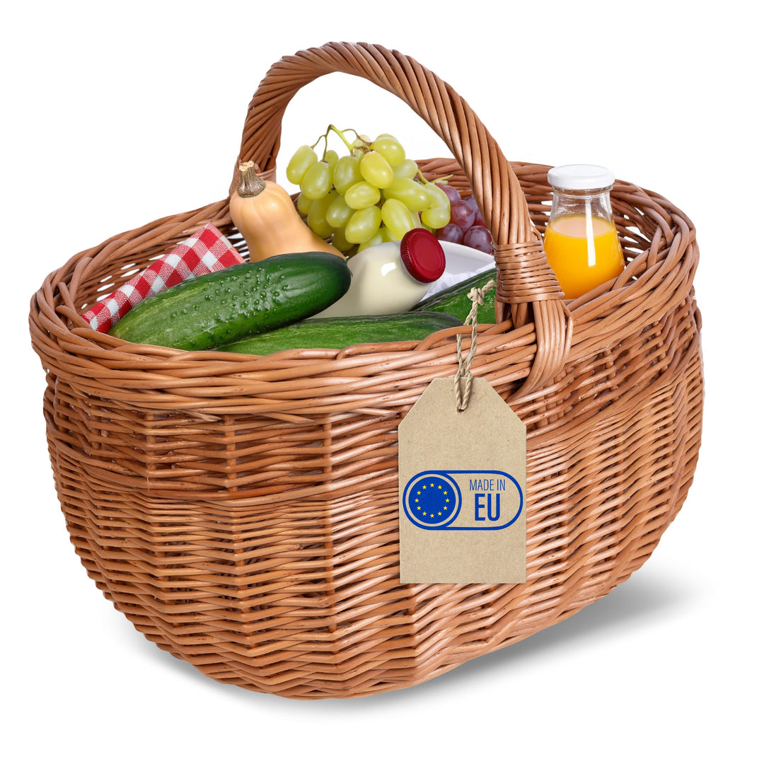 Creative Home Grosser Picknickkorb Weidenkorb mit Henkel | Einkaufskorb | 44 x 33 x 36 cm | Gross un