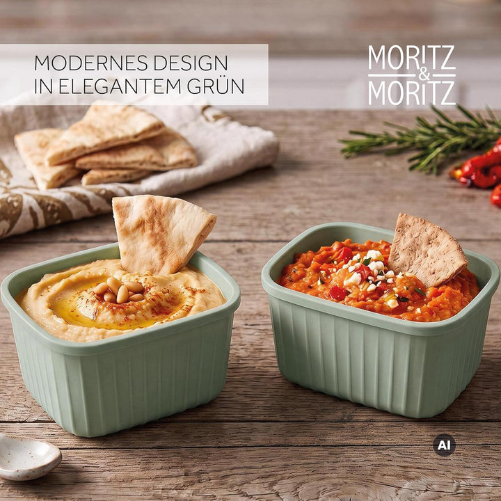 Moritz &amp; Moritz Vorratsdosen 4er Set luftdicht mit Deckel rechteckig grün