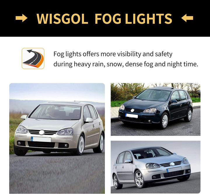 WISGOL Nebelscheinwerfer passt für VOLKSWAGEN VW Golf V 5 (1K1/1K5) 11/2004-06/2009 Ein Paar Nebelsc