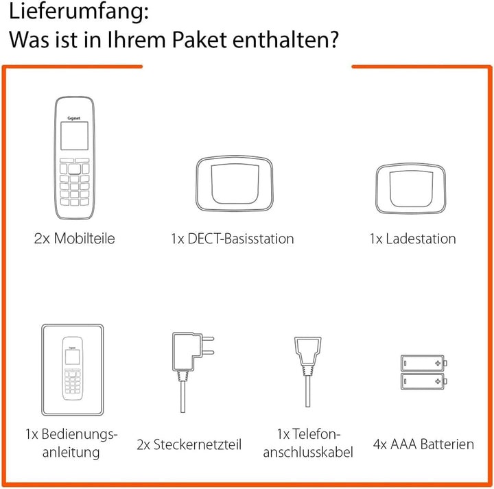 Gigaset E290 Duo - 2 Schnurlose Senioren-Telefone ohne Anrufbeantworter - grossen Tasten, grosses Di