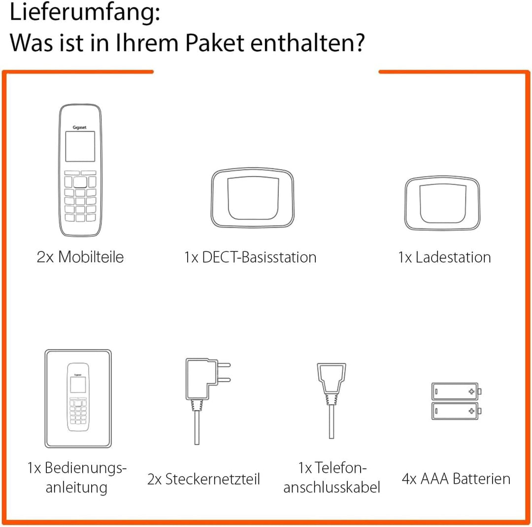 Gigaset E290 Duo - 2 Schnurlose Senioren-Telefone ohne Anrufbeantworter - grossen Tasten, grosses Di