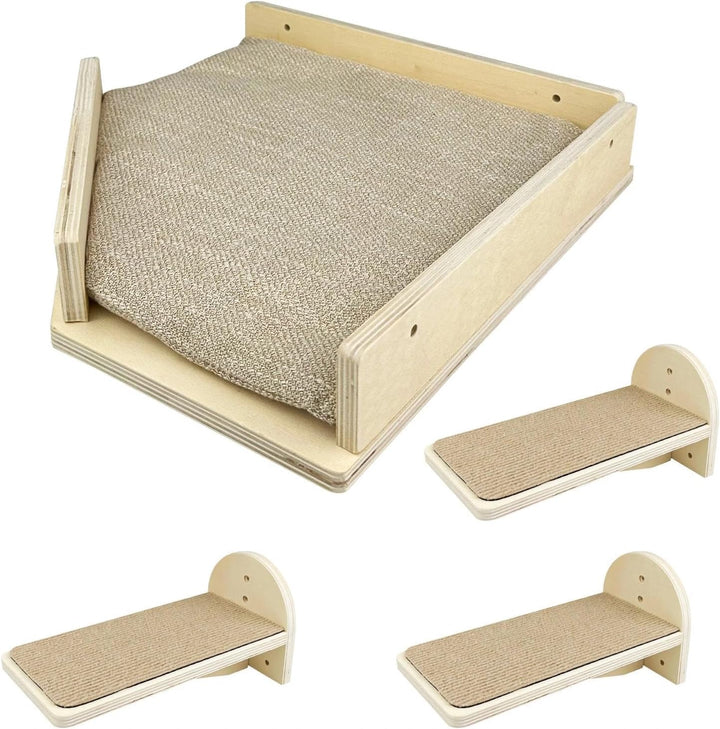 4er Set Kletterwand Katzen, Katzen Wandelemente, Katzentreppe Wand, Katzenbretter für Die Wand, Katz