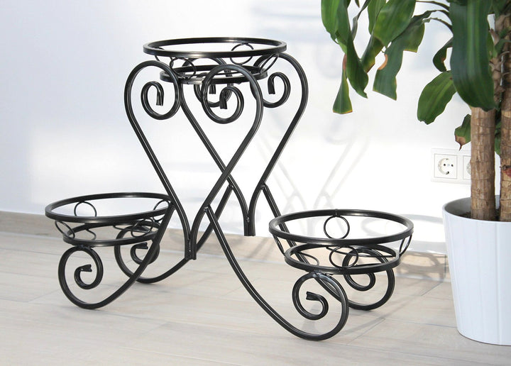 DanDiBo Blumentreppe Metall Schwarz 89 cm Blumenständer mit 3 Ablagen KW403 Blumensäule Pflanzsäule