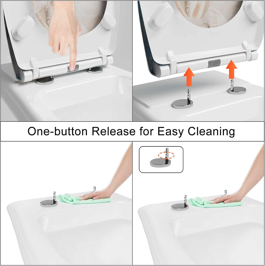 WOLTU Toilettendeckel mit Absenkautomatik Klodeckel WC Sitz Softclose Klobrille mit Quick Release Fu