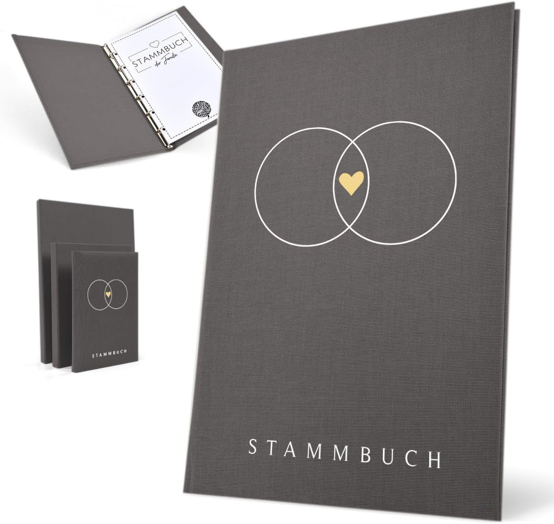 Hochzeitideal – Stammbuch der Familie Serie Alan 21,0 cm x 15,0 cm - Buchbinderleinen Stammbuch Hoch