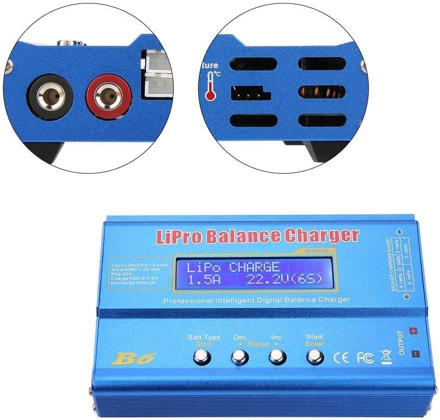 DEWIN Lipo Ladegerät Balancer, B6 80W Digital LCD Balance Ladegerät Entlader zum Parallelen Laden vo