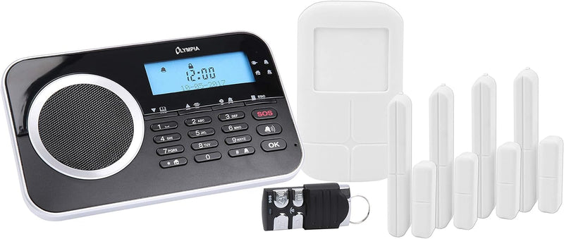 OLYMPIA Protect 9761 GSM Haus Alarm Alarmanlagen-Set mit 4 Tür-/Fensterkontakten 1 Bewegungselder un