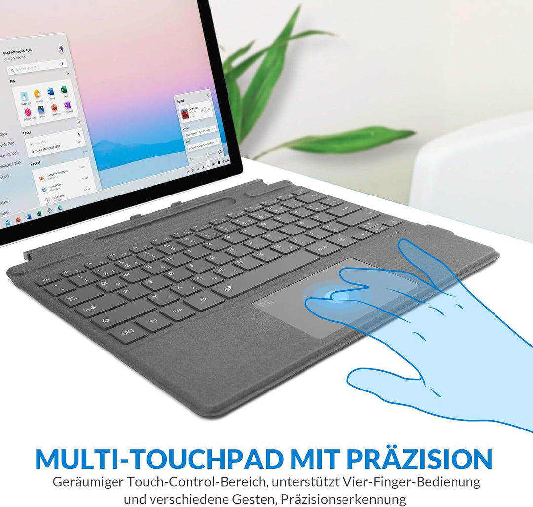 Rii Surface Tastatur für Pro 9/8/X, Bluetooth 5.2 Mit Touchpad Und 7-Farbiger Hintergrundbeleuchtung