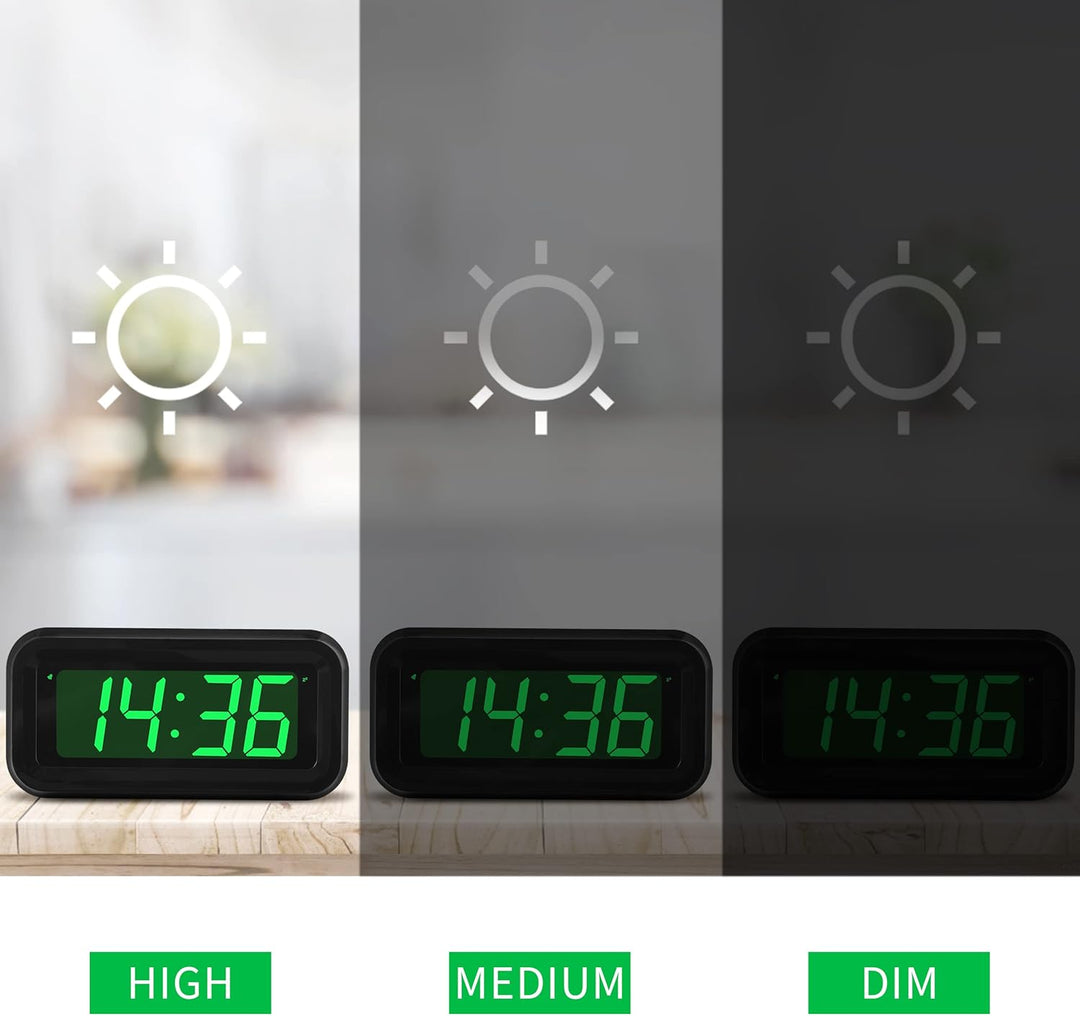 KWANWA Digitaler Wecker, LED Uhr Batteriebetrieben Tischuhr mit 3 Einstellbarer Helligkeit/Snooze/Oh