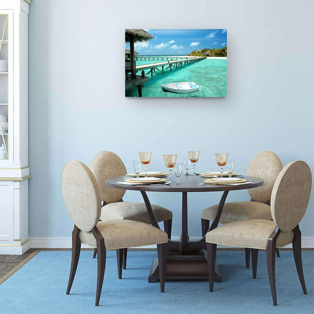 Startonight Bilder Boot auf Klarem Wasser, Leinwandbilder Moderne Kunst, Landschaft Wanddeko Kunstdr