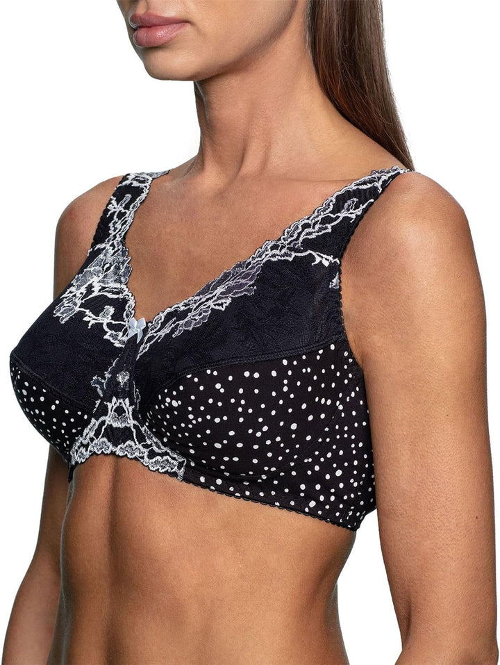 frugue Damen Kompressions BH nach Brust Op, mit Taschen 75B Schwarz Gepunktet, 75B Schwarz Gepunktet