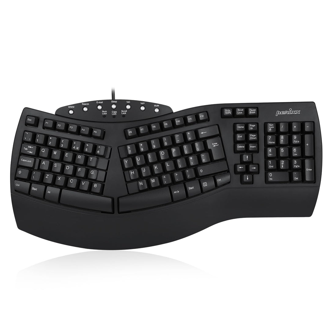 Perixx Periboard-512 Ergonomische Geteilte Tastatur, Natürliches ergonomsiches Design, 485 x 236 x 4