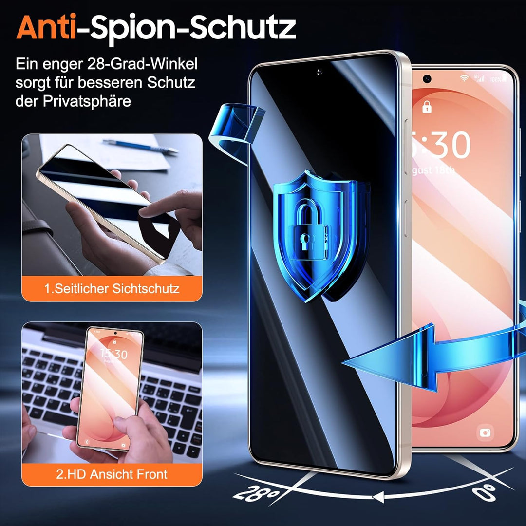 UniqueMe für Samsung Galaxy S26 für Panzerglas Sichtschutz - Privacy Schutzfolie, Automatische Insta