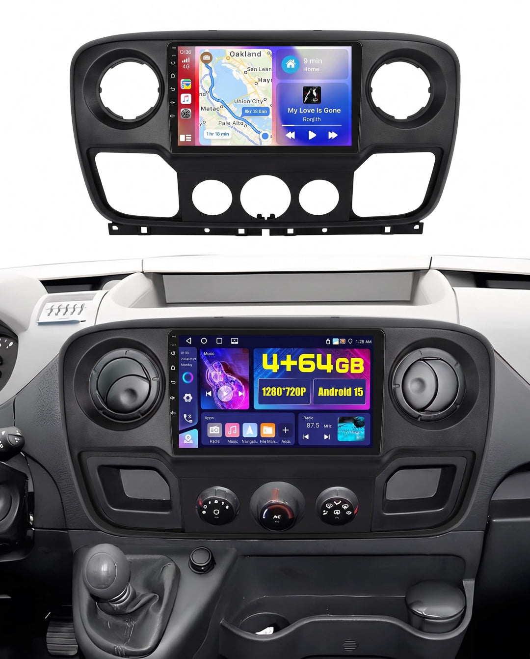 Hikity 4+64GB Android 15 Autoradio für Renault Master 3/Opel Movano 2/Nissan NV400 2010-2021 Mit Car