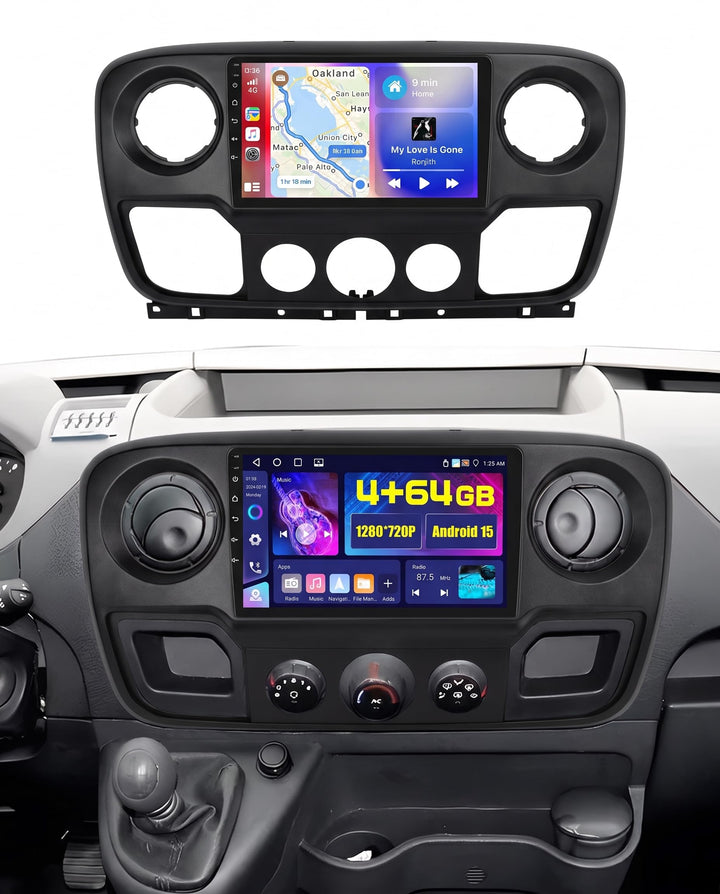 Hikity 4+64GB Android 15 Autoradio für Renault Master 3/Opel Movano 2/Nissan NV400 2010-2021 Mit Car