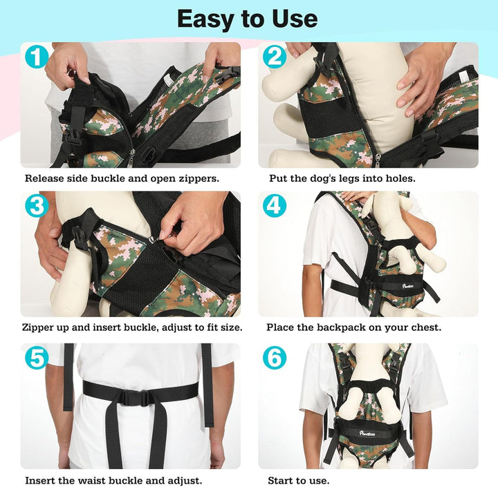 Pawaboo Haustier Rucksack Front Hund Tragetasche, Beinen heraus Rucksäcke Haustier, Verstellbar Hund