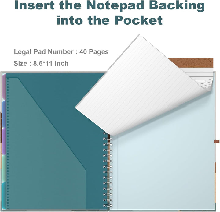 Hnogri Klemmbrett Folio mit nachfüllbarem linierten Notizblock, Klemmbretter mit 5 A4-Ordnern Lageru
