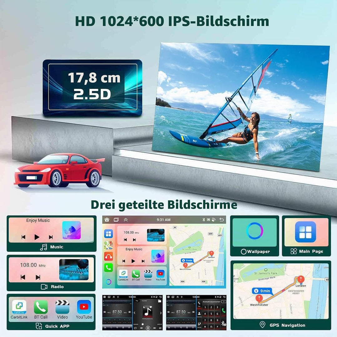 8 Core 6G+128G DSP Hikity Android 15 Autoradio für VW Golf 5 6 Passat Tiguan Polo Caddy Seat, 9-Zoll