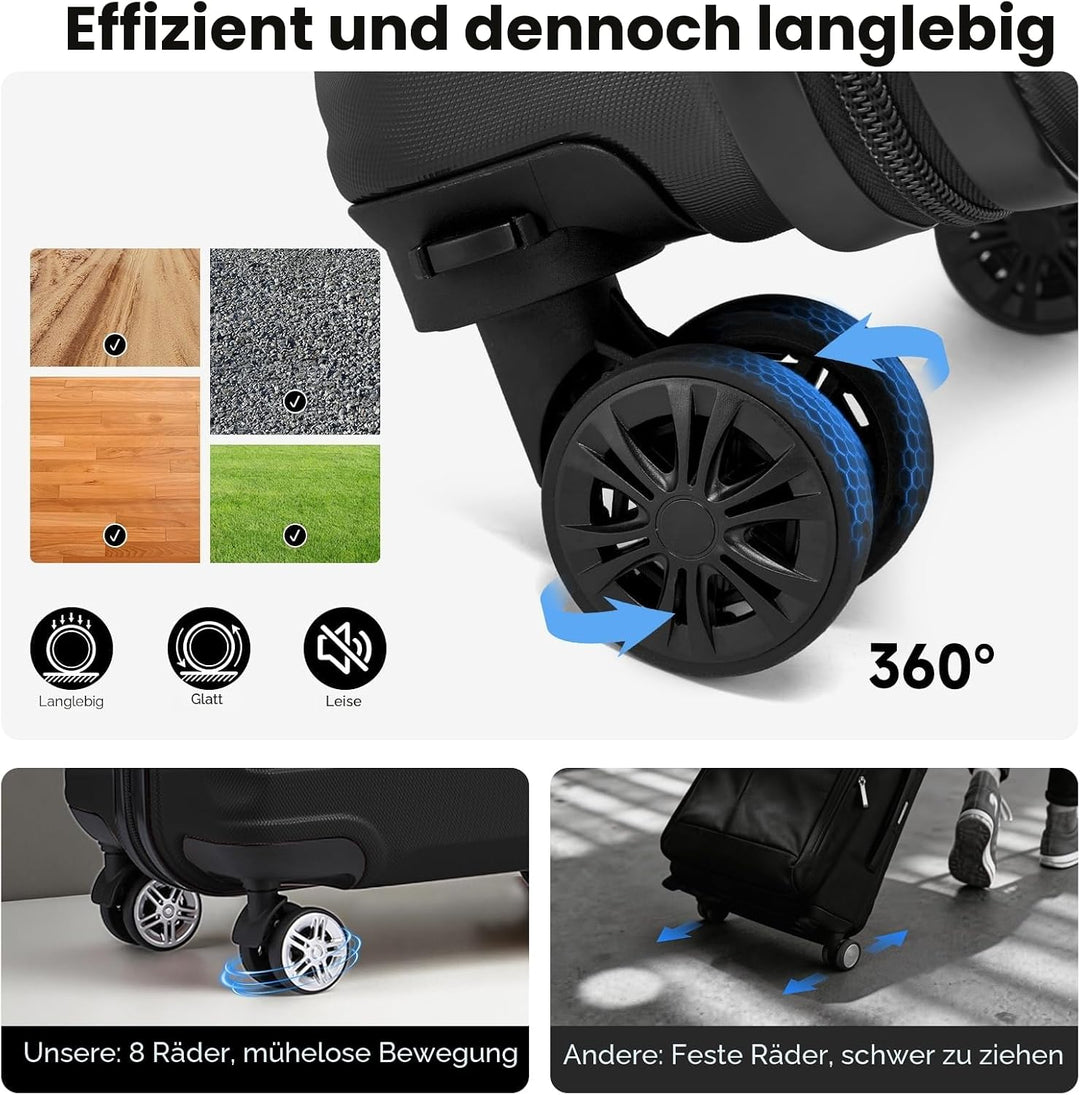 KONO Handgepäck Koffer 20 Zoll Leichter ABS+PC Hartschalenkoffer mit TSA-Schloss Reisekoffer mit 4 R