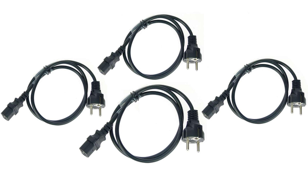 4 Stück Adam Hall 1 m Kaltgerätekabel Netzkabel schwarz 3 x 0,75 mm² CEE 7/7 - C13, K3PKD 0100 1 m K