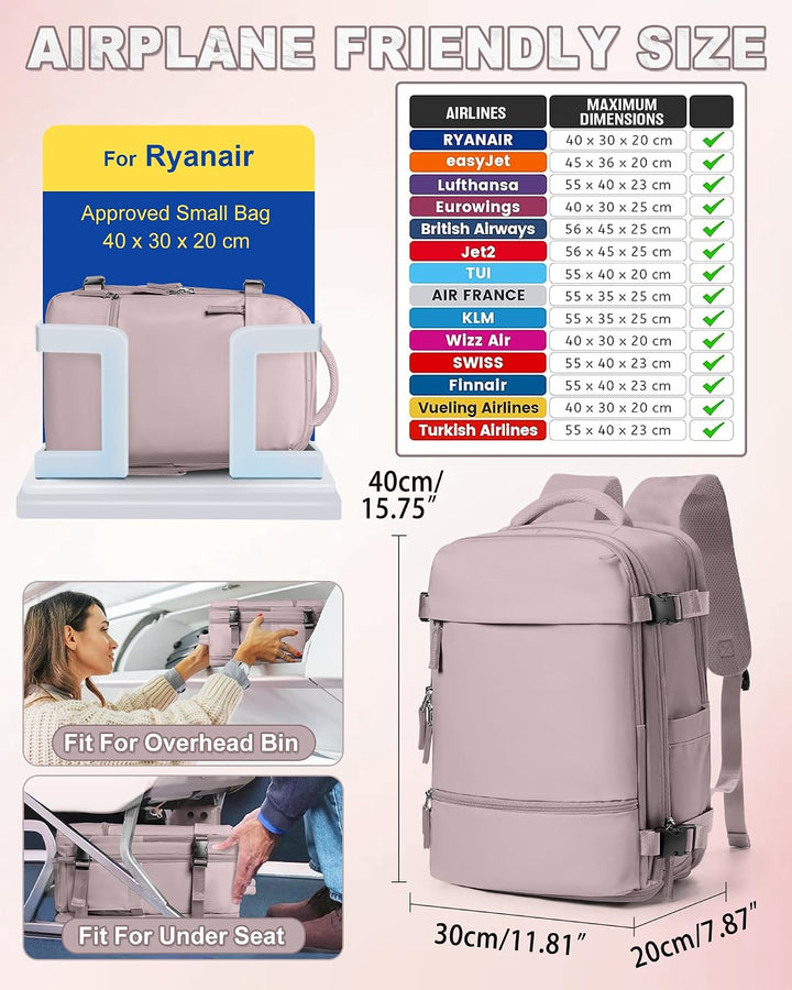 SZLX Grosser Reiserucksack Damen,Vakuum Rucksack mit Pumpe Ryanair Handgepäck 40x30x20 Herren, Wizza