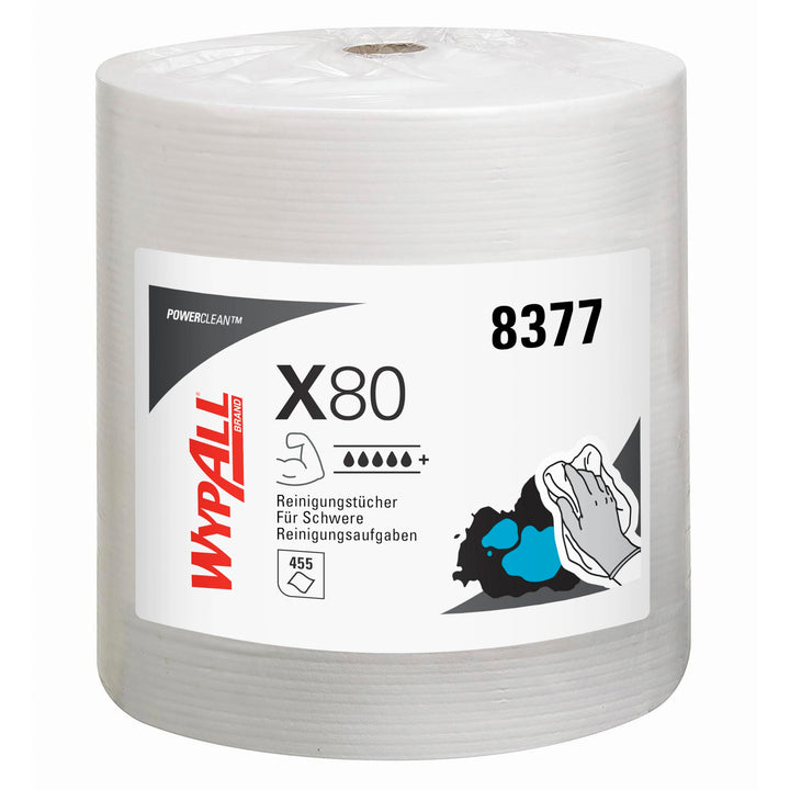 WypAll X80 Power Clean Tücher 8377 – Wiederverwendbare Reinigungstücher – 1 Grossrolle Wischtücher x