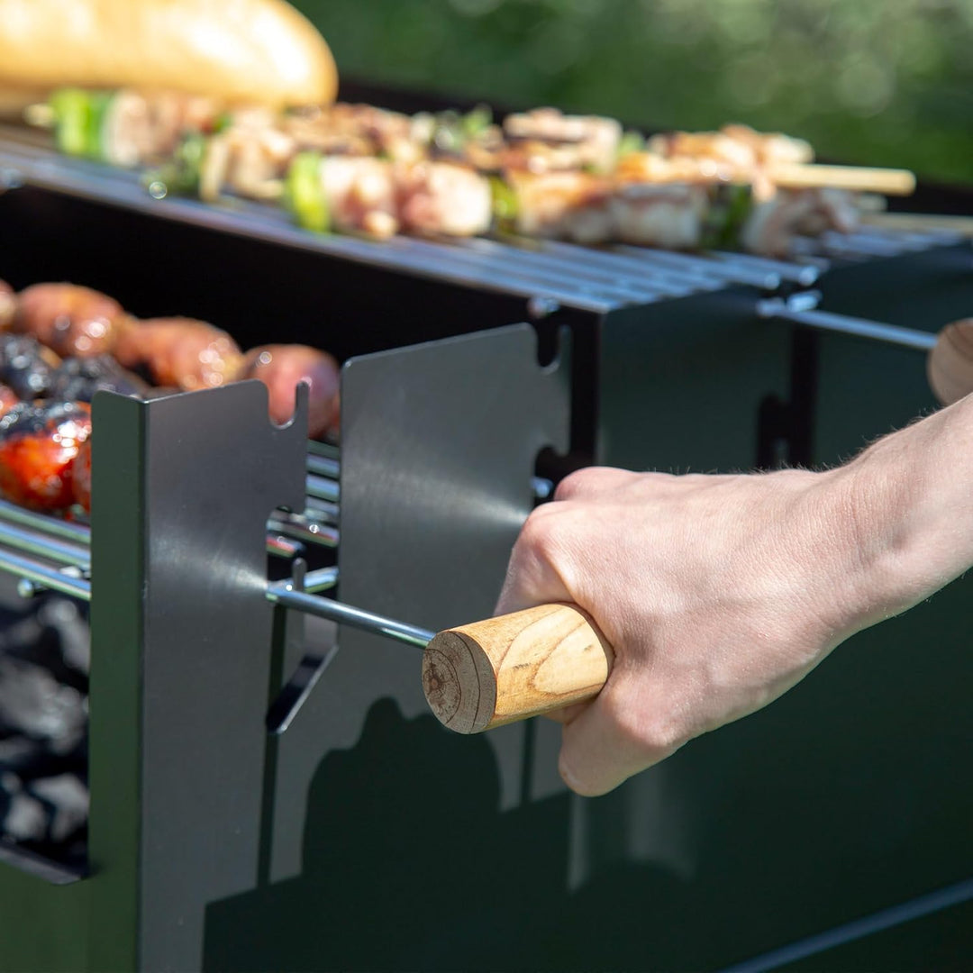 AKTIVE 52975 Holzkohle- und Holzkohlegrill mit doppeltem Grill, 100,5 x 40 x 88,5 cm, 3 höhenverstel