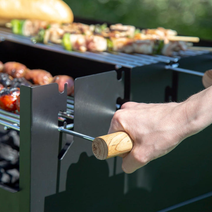 AKTIVE 52975 Holzkohle- und Holzkohlegrill mit doppeltem Grill, 100,5 x 40 x 88,5 cm, 3 höhenverstel