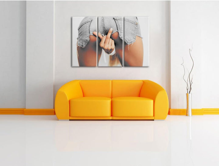 Pixxprint Frau in sexy Pose als Leinwandbild/Grösse: 3 Teilig (120x80 cm) cm/Wandbild/Kunstdruck/fer