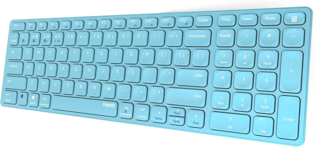 Rapoo E9700M kabellose Tastatur Wireless Keyboard wiederaufladbarer Akku flaches Aluminium Design DE