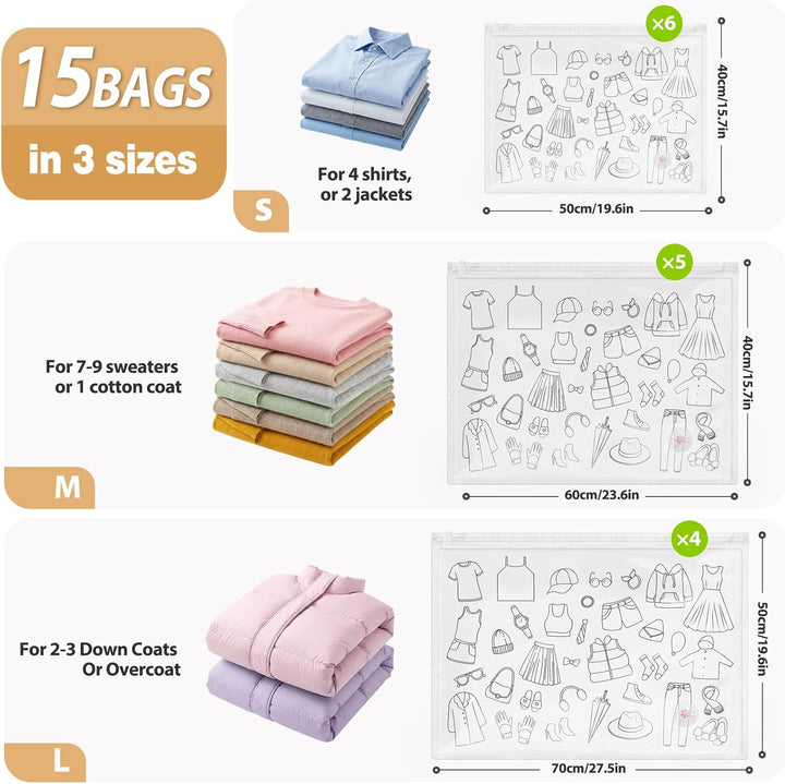 Jcocylse Vakuumierbeutel für Kleidung & Bettdecken – Platzsparende Vacuum Bags for Clothing – Vakuum