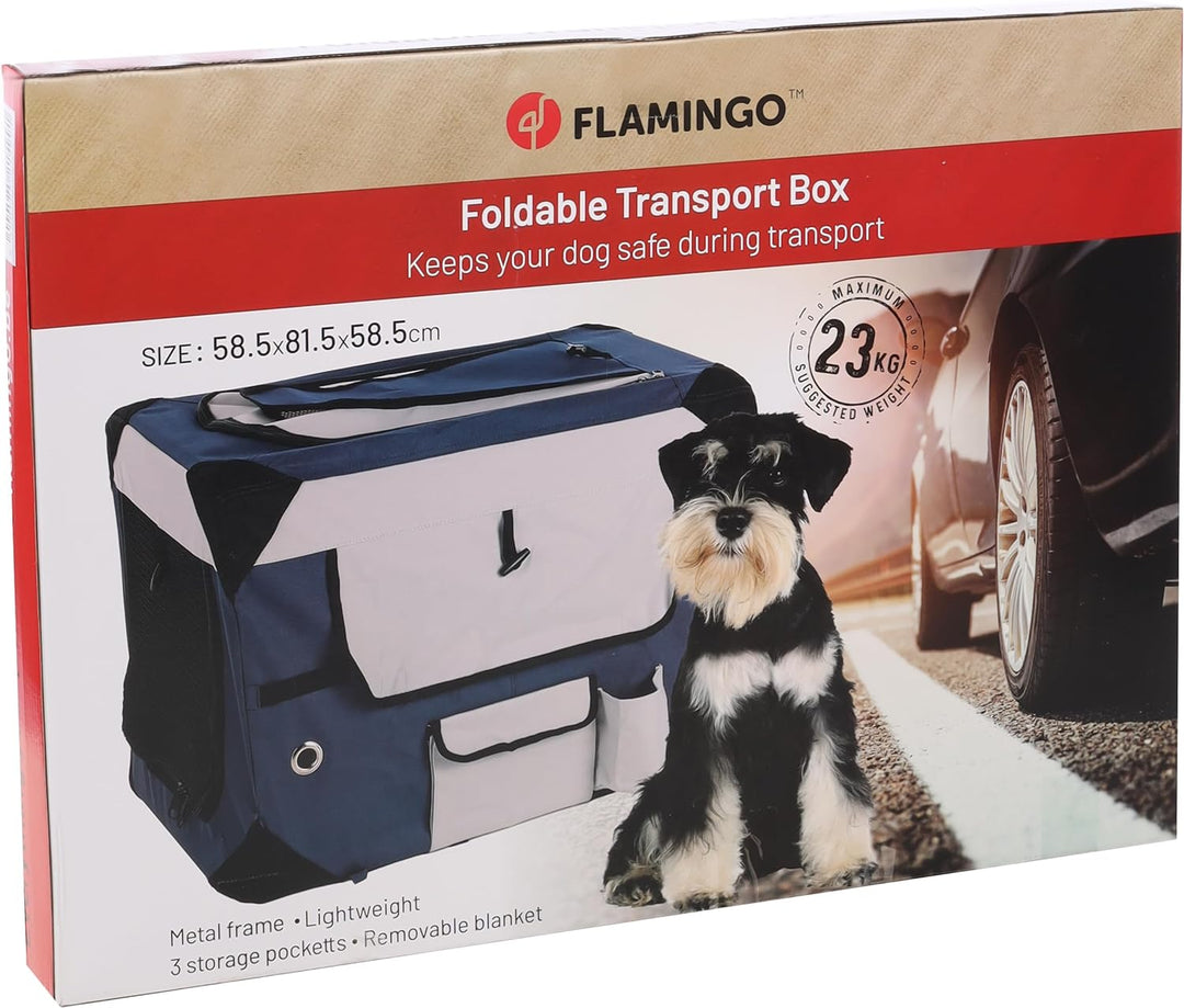 Flamingo Transportkäfig Geronimo blau 58,5x81,5x58,5cm - Verstärkter und Faltbarer Rahmen - Herausne