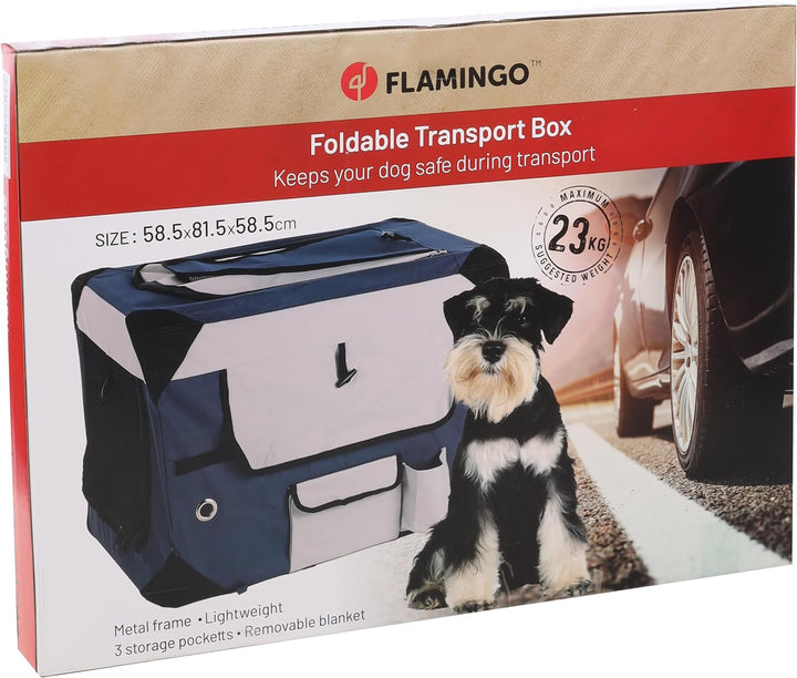 Flamingo Transportkäfig Geronimo blau 58,5x81,5x58,5cm - Verstärkter und Faltbarer Rahmen - Herausne