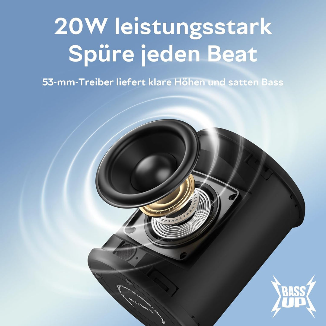 Bluetooth Lautsprecher, Tragbarer Lautsprecher Kabelloser mit IPX7 wasserdicht, Fantastischer Sound,