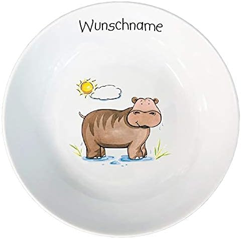 Kindergeschirr personalisiert - Frühstücksservice 3-tlg. Porzellan Tiermotive Teller Becher Schale p