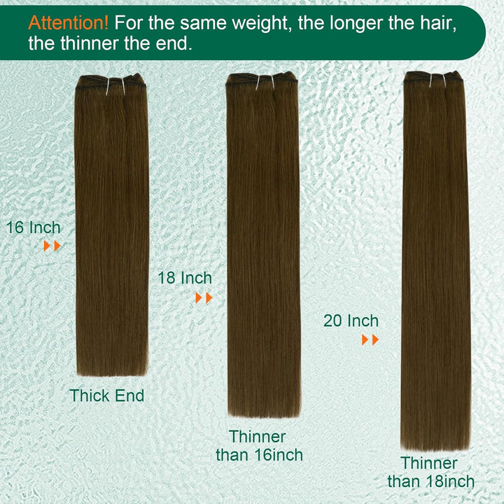 Easyouth Remy Tressen Echthaar Braun Sew in Extensions Echthaar Remy Glatt Tressen Extension Mittel