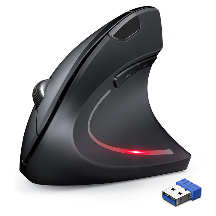 TechRise Ergonomische Maus, 2.4G USB Kabellose Vertikale Maus, Optisch Leise Maus mit 4800/3200/2400