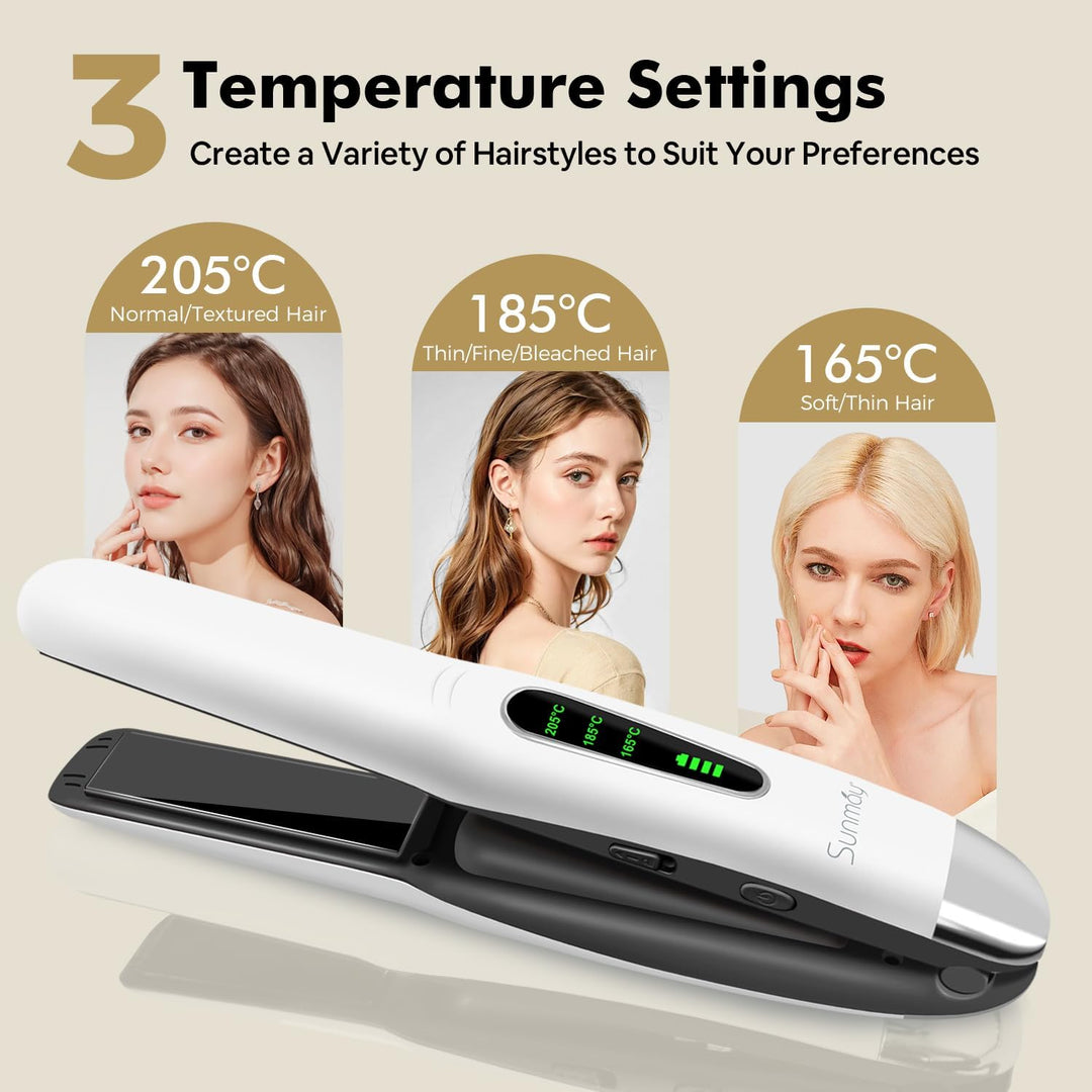 SUNMAY Voga Glätteisen Kabellos, Titan Glätteisen Locken und Glätten 2 in 1, Tragbares Akku Haarglät