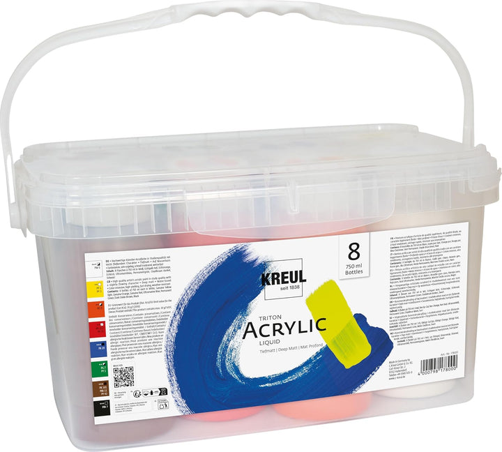 KREUL 17800 - Solo Goya Triton Acrylfarbe im Powerpack, Set mit 8 x 750 ml Farbe, in Studioqualität,