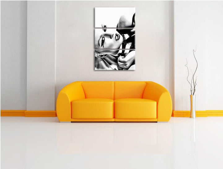 Pixxprint Sexy Woman mit Rose als Leinwandbild/Grösse: 3 Teilig (120x80 cm) cm/Wandbild/Kunstdruck/f