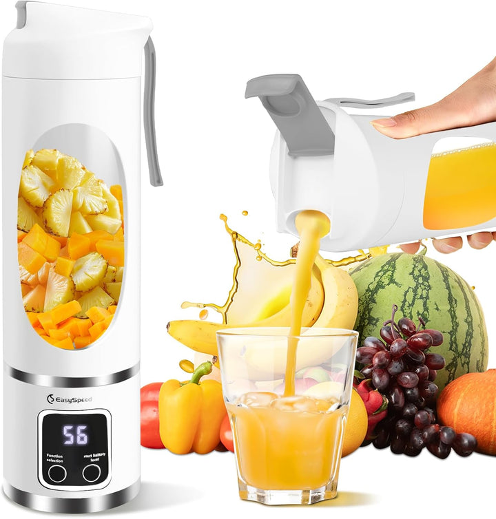 EasySpeed Tragbarer Mixer Smoothie Maker, 500ml Persönlicher Mini Entsafter Auslaufsicherem Deckel &