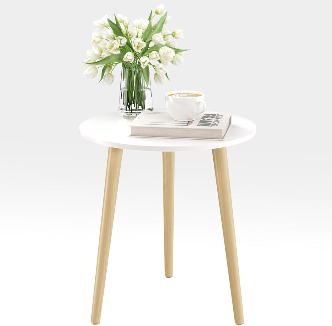 APICIZON Beistelltisch, Couchtisch rund Ø 42 cm, Höhe 51 cm, Sofatisch mit Beinen aus Massivholz, Sk